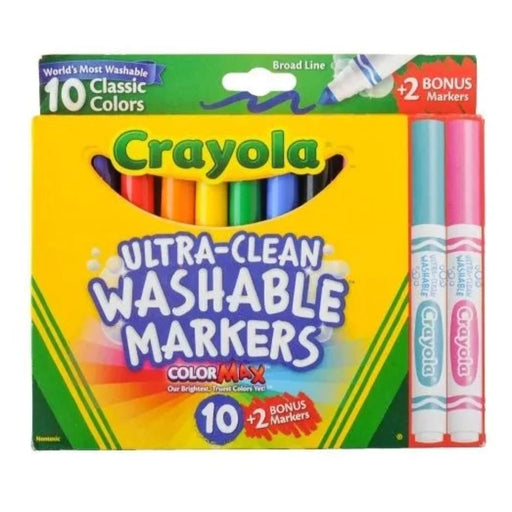 Crayola Ultra Clean Washable Markers 10 Classic Colors + 2 Bonus Markers-Arts & Crafts-Crayola-Toycra