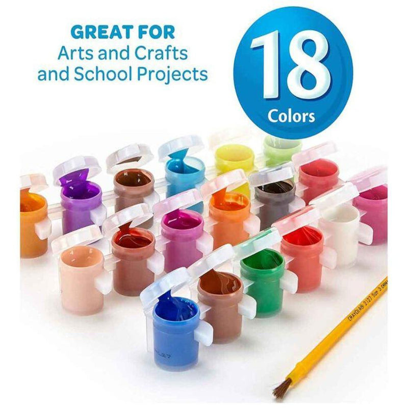 Crayola Washable Paint Pots with Brush, 18 Count