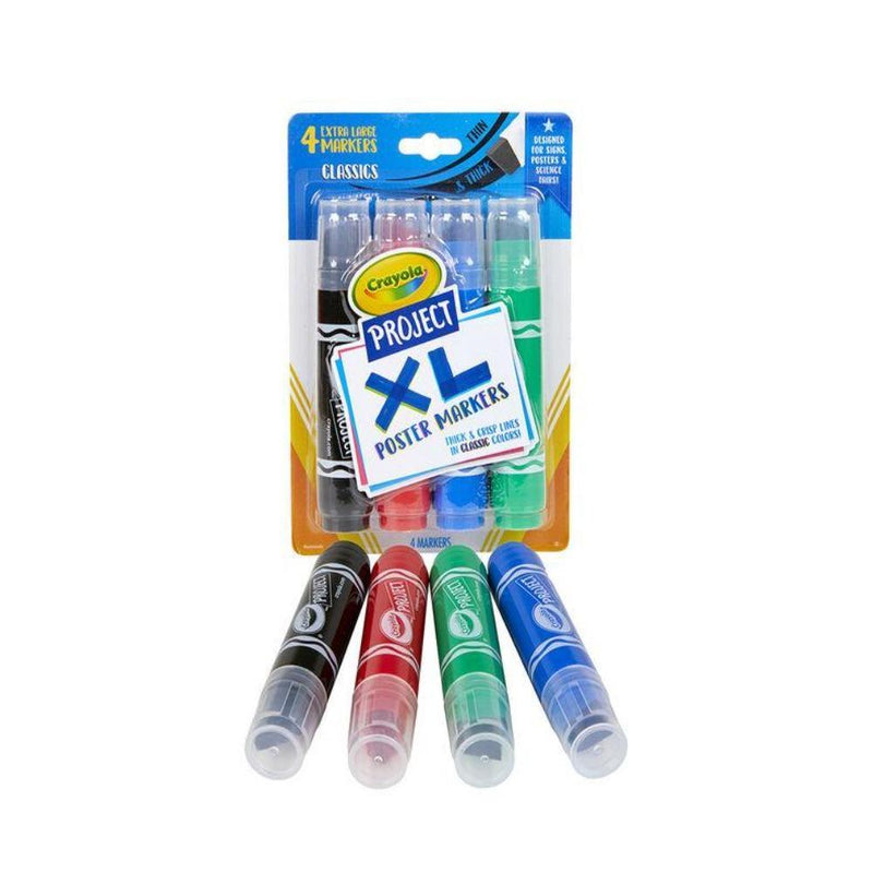 Crayola XL Poster Markers, Classic Colors, 4 Count