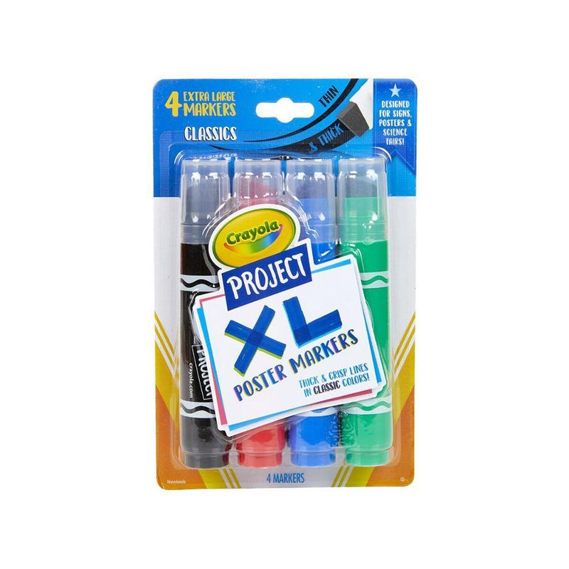 Crayola XL Poster Markers, Classic Colors, 4 Count