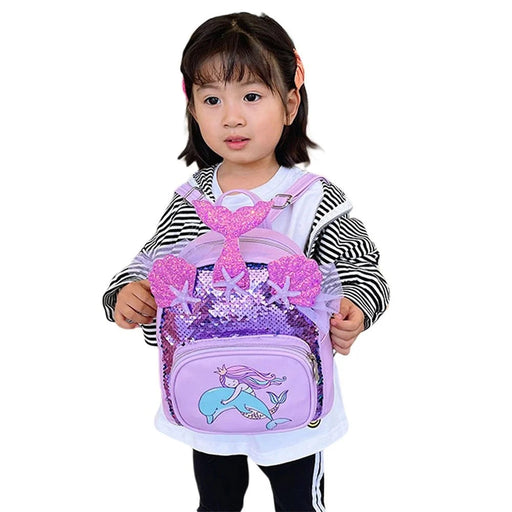 Flippi Mermaid Sequin Double-Layer Bags Purple-Backpack-Toycra-Toycra