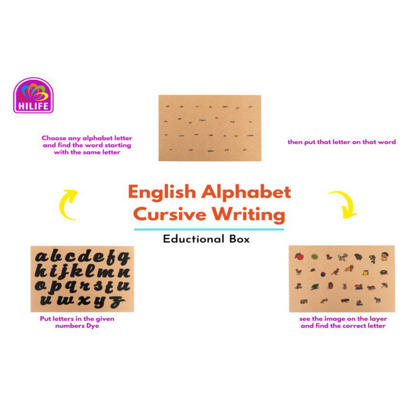 Hilife English Alphabet Puzzle 3-Layers Cursive Writing