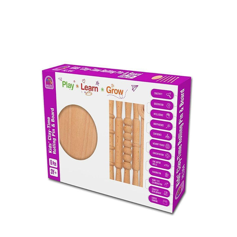 Hilife Kids' Clay-Time Rolling Pin & Board