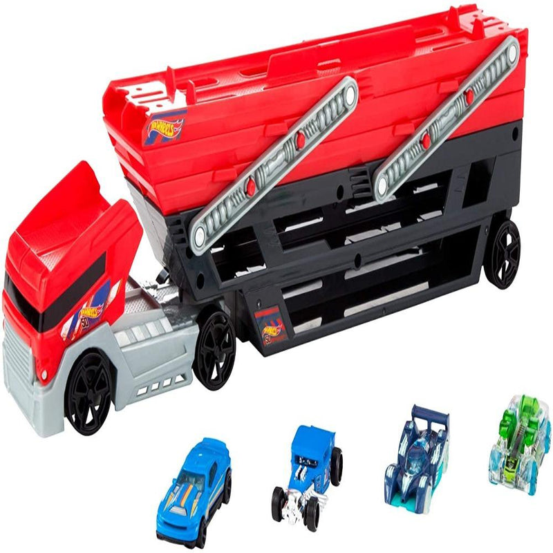 Hot Wheels Mega Hauler Truck includes 4 Die-cast Cars-Vehicles-Hot Wheels-Toycra
