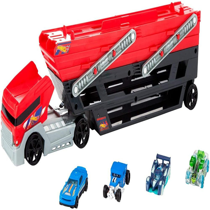 Hot Wheels Mega Hauler Truck includes 4 Die-cast Cars-Vehicles-Hot Wheels-Toycra
