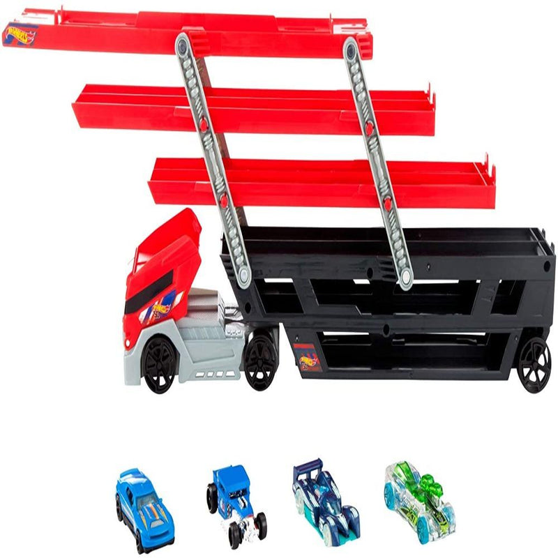 Hot Wheels Mega Hauler Truck includes 4 Die-cast Cars-Vehicles-Hot Wheels-Toycra