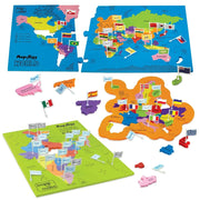 Imagimake Mapology Combo: Map Puzzle of India and World with Capitals and Flags of Countries