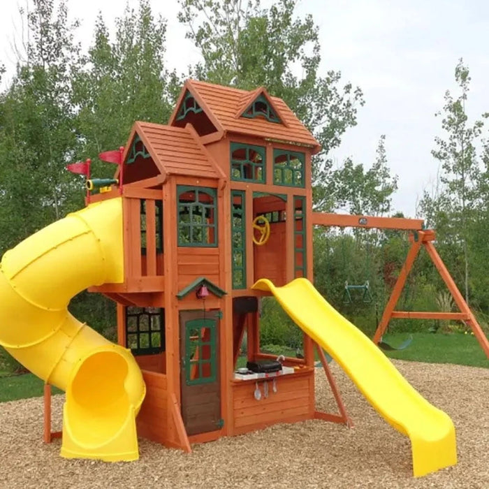 KidKraft Canyon Ridge Wooden Climbing Frame Swing Set Toycra