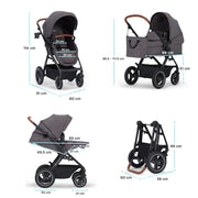 Kinderkraft B-Tour 3In1 Travel System with Car Seat included - Dark Grey