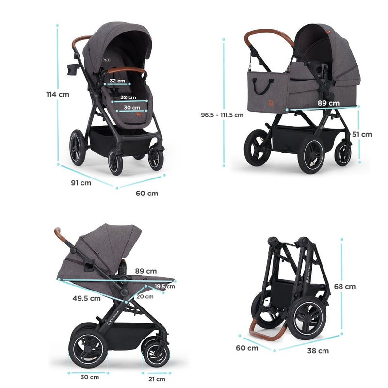 Kinderkraft B-Tour 3In1 Travel System with Car Seat included - Dark Grey