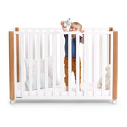 Kinderkraft Koya Wooden 4in1 Cot With Playpen Function + Mattress White