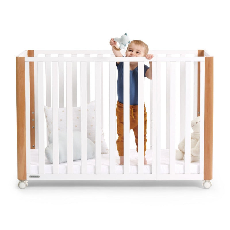 Kinderkraft Koya Wooden 4in1 Cot With Playpen Function + Mattress White