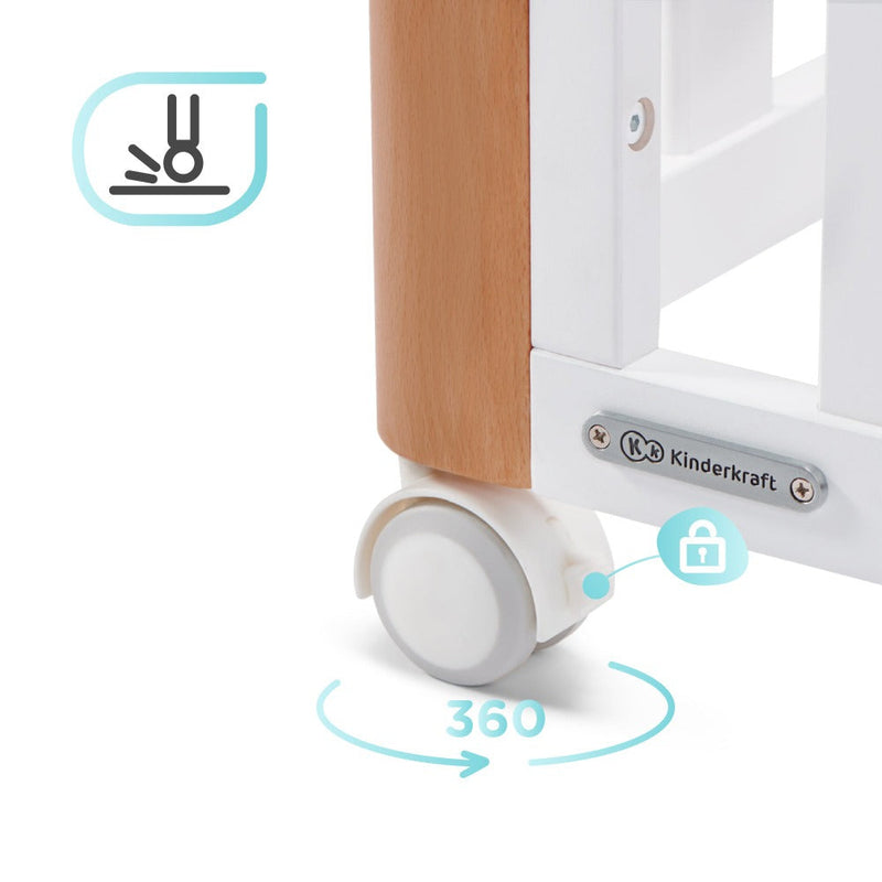 Kinderkraft Koya Wooden 4in1 Cot With Playpen Function + Mattress White