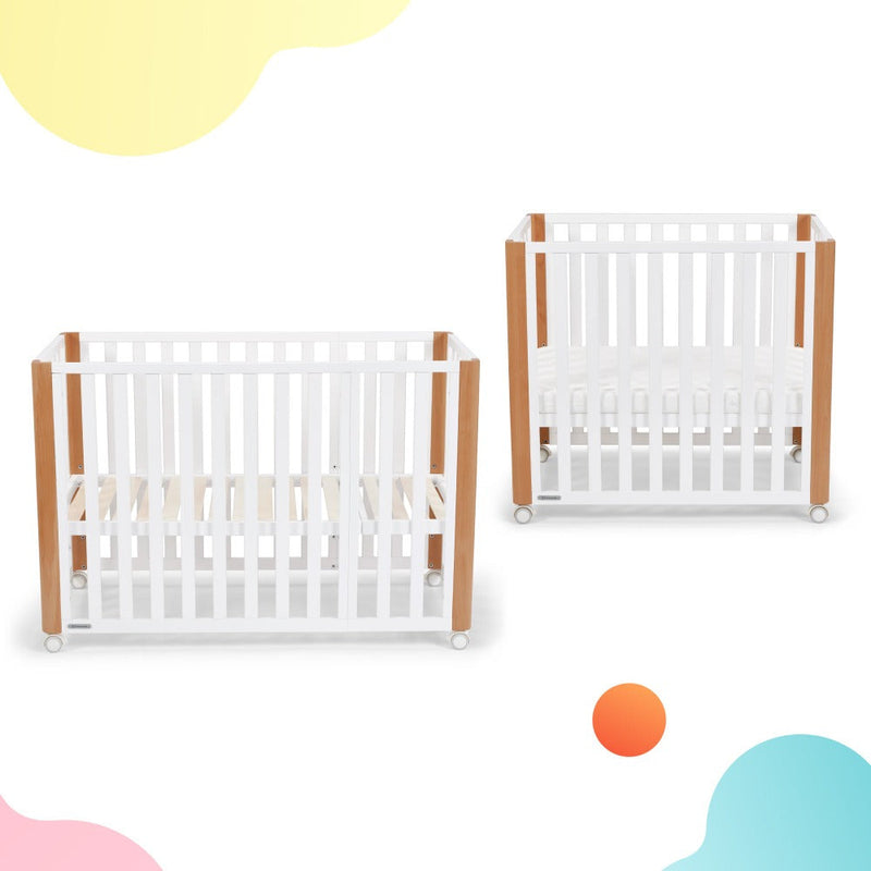 Kinderkraft Koya Wooden 4in1 Cot With Playpen Function + Mattress White