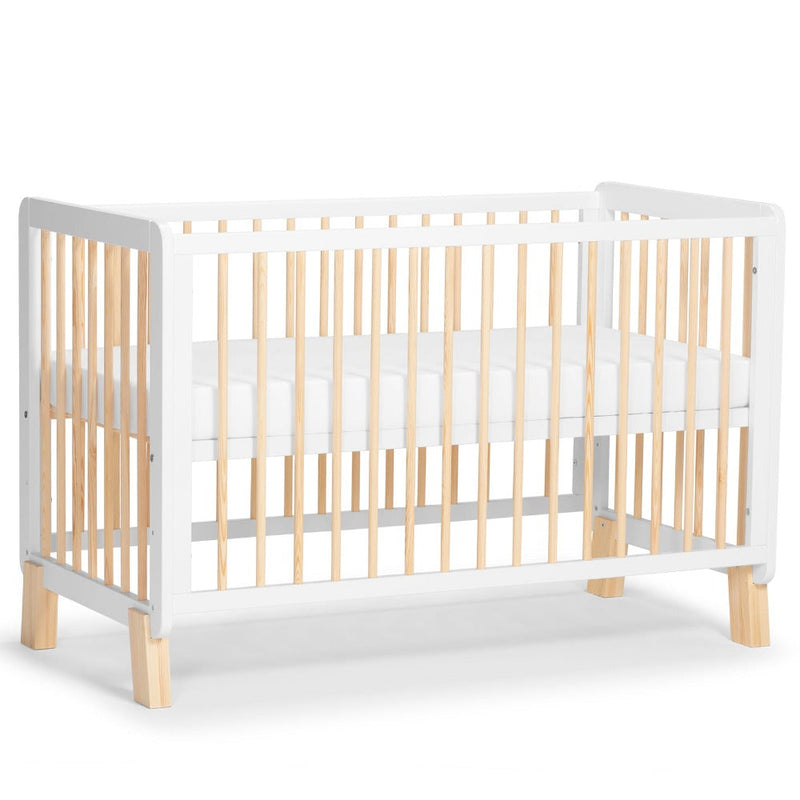 Kinderkraft Lunky Wooden Cot With Mattress White