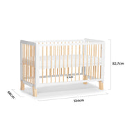 Kinderkraft Lunky Wooden Cot With Mattress White