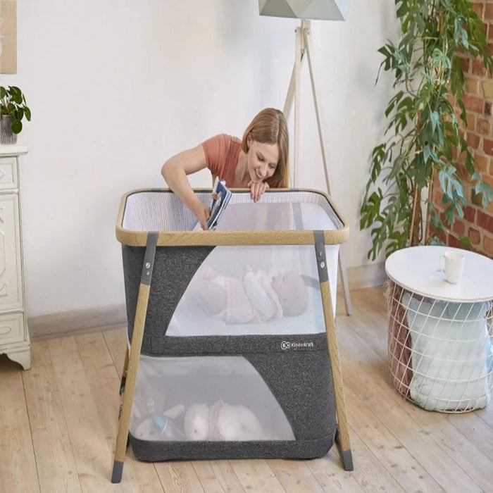 Kinderkraft Sofi Travel Cot With Playpen Function Grey-Cribs & Cots-Kinderkraft-Toycra