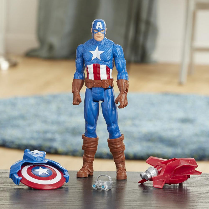 Marvel Avengers Titan Hero Series Blast Gear Captain America, With Launcher, 2 Accessories and Projectile