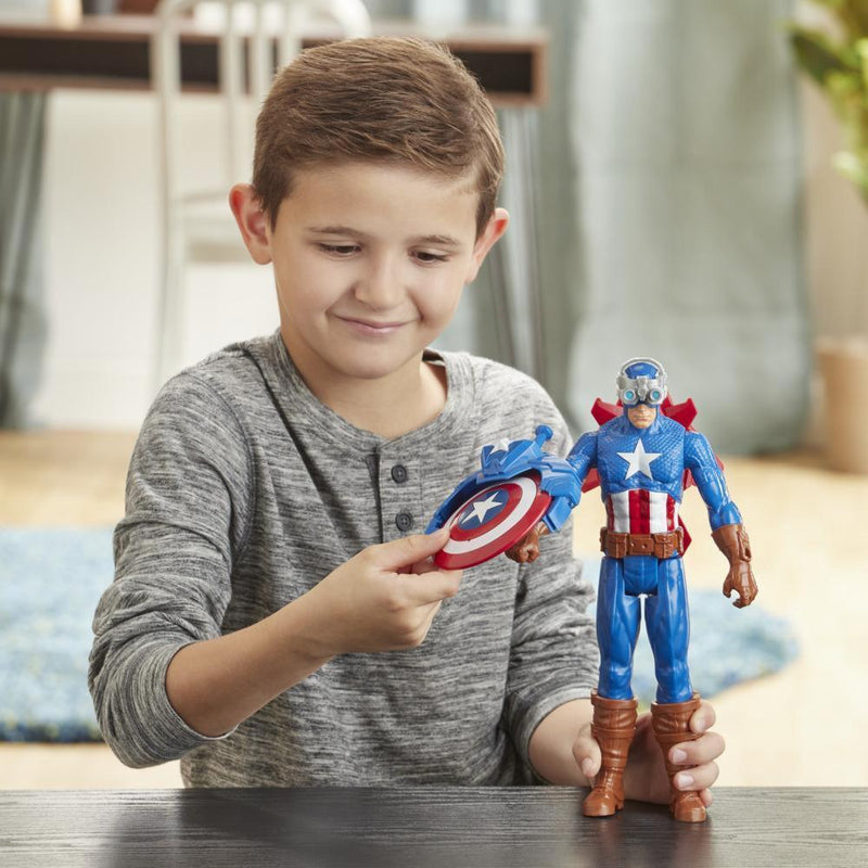 Marvel Avengers Titan Hero Series Blast Gear Captain America, With Launcher, 2 Accessories and Projectile