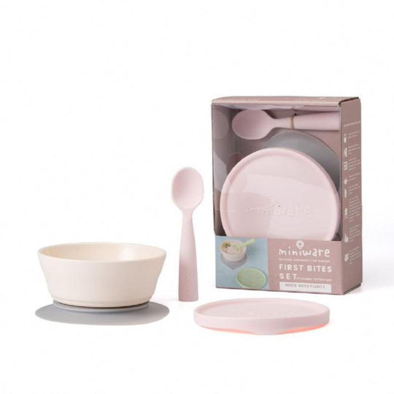 Miniware First Bite Suction Bowl With Spoon Feeding Set