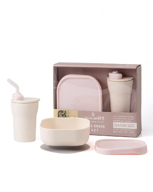 Miniware Sip & Snack- Suction Bowl with Sippy Cup Feeding Set