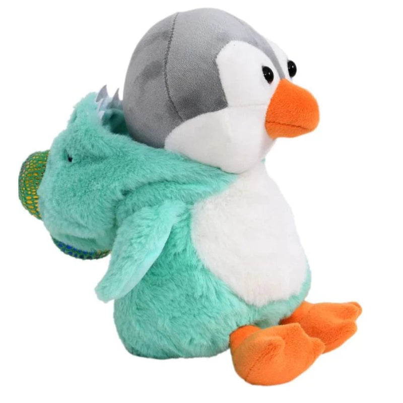 Mirada 23cm Hoodie Penguin - Turquoise Dinosaur