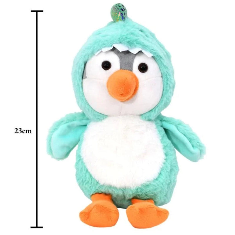 Mirada 23cm Hoodie Penguin - Turquoise Dinosaur
