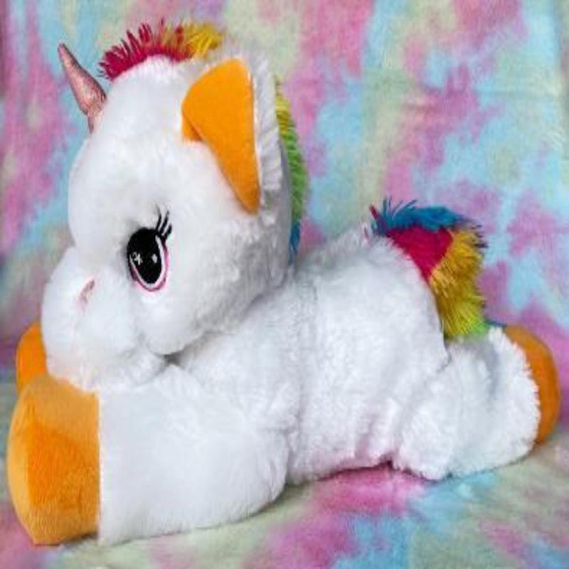 Mirada 52cm Floppy Unicorn with Orange Paws – White