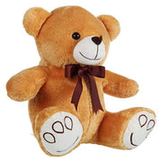Mirada Plush 30cm Teddy Bear with Embroidered Paw & Bow - Brown