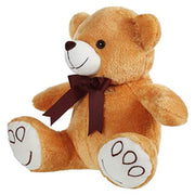 Mirada Plush 30cm Teddy Bear with Embroidered Paw & Bow - Brown