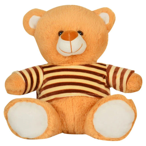 Mirada Sitting Teddy Bear with Brown strip Dress 30cm- Brown-Soft Toy-Mirada-Toycra