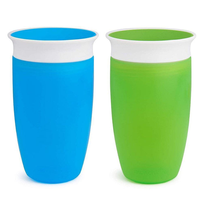 Munchkin Miracle 360 Sippy Cup, 10 Ounce, 2 Count (Green/Blue)-Mealtime Essentials-Munchkin-Toycra