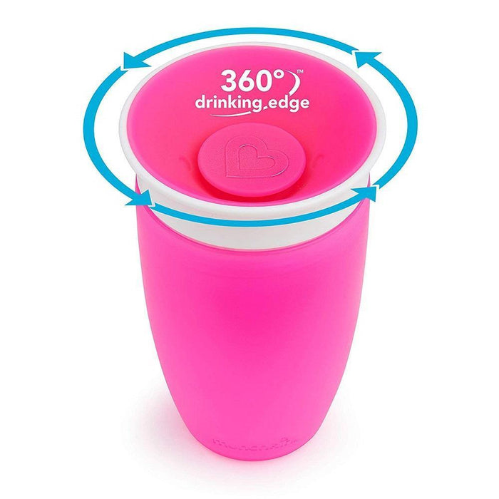 Munchkin Miracle 360 Sippy Cup, 10 Ounce, 2 Count (Pink/Orange)-Mealtime Essentials-Munchkin-Toycra
