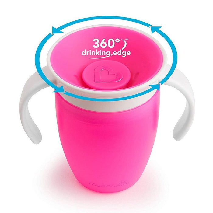 Munchkin Miracle 360 Trainer Cup, 7 Ounce, 2 Count (Pink/Orange)-Mealtime Essentials-Munchkin-Toycra