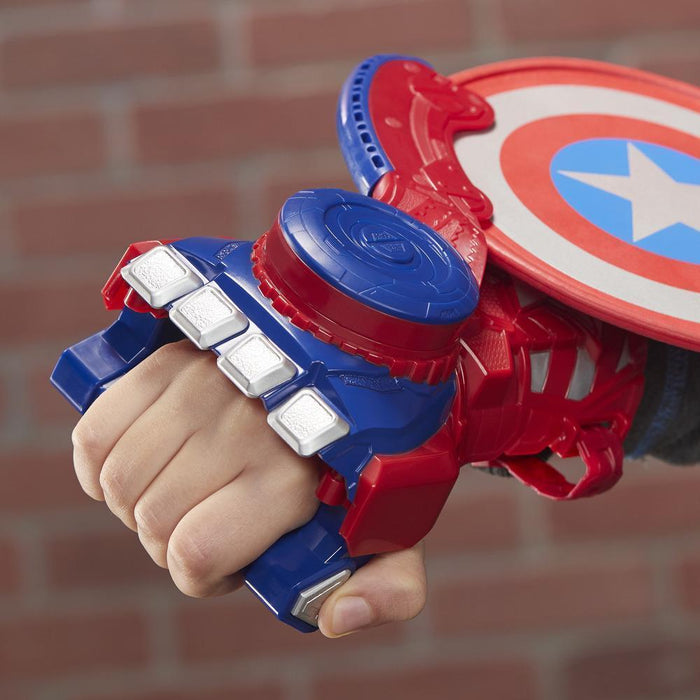 Nerf Power Moves Marvel Avengers Captain America Shield Sling Disc-Launching Toy for Kids Roleplay-Action & Toy Figures-Nerf-Toycra