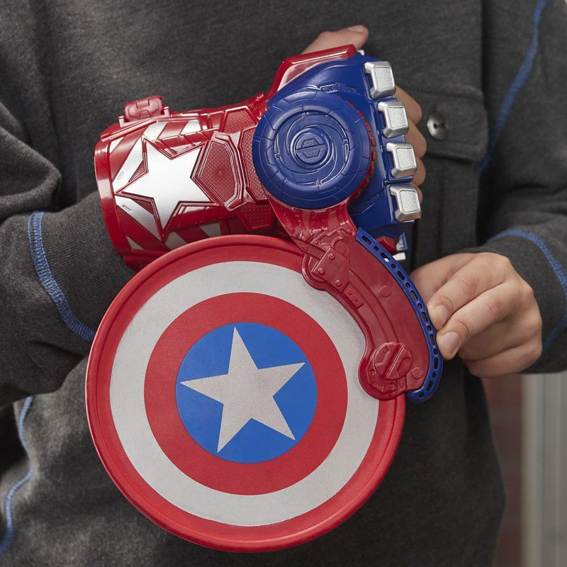 Nerf Power Moves Marvel Avengers Captain America Shield Sling Disc-Launching Toy for Kids Roleplay