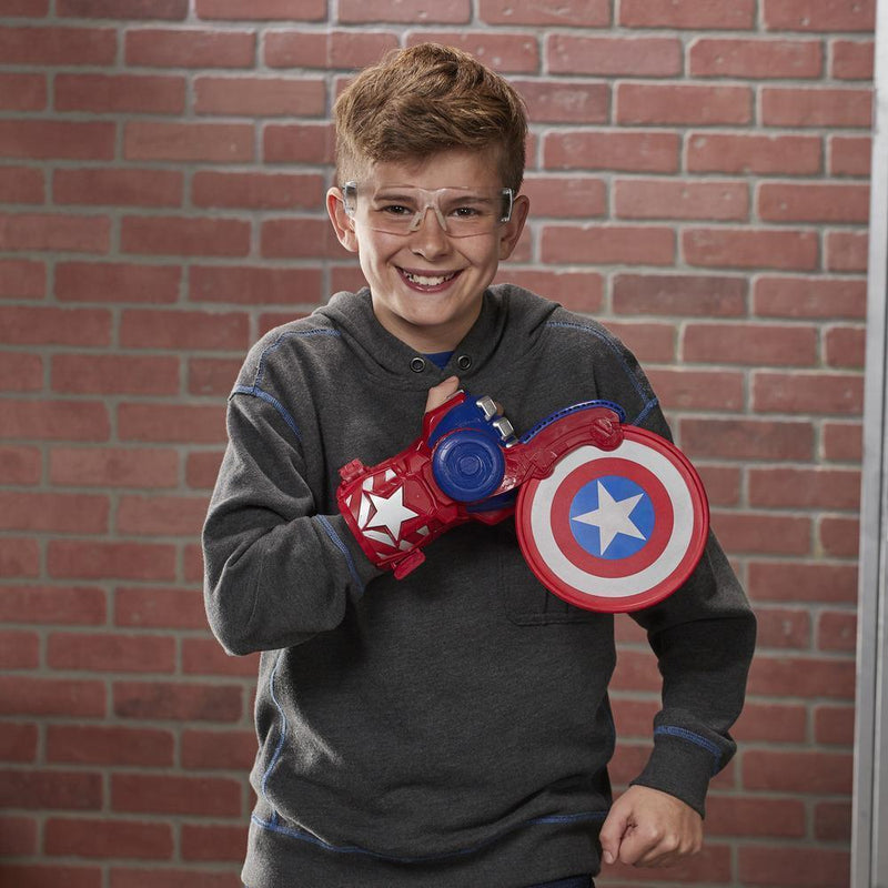 Nerf Power Moves Marvel Avengers Captain America Shield Sling Disc-Launching Toy for Kids Roleplay