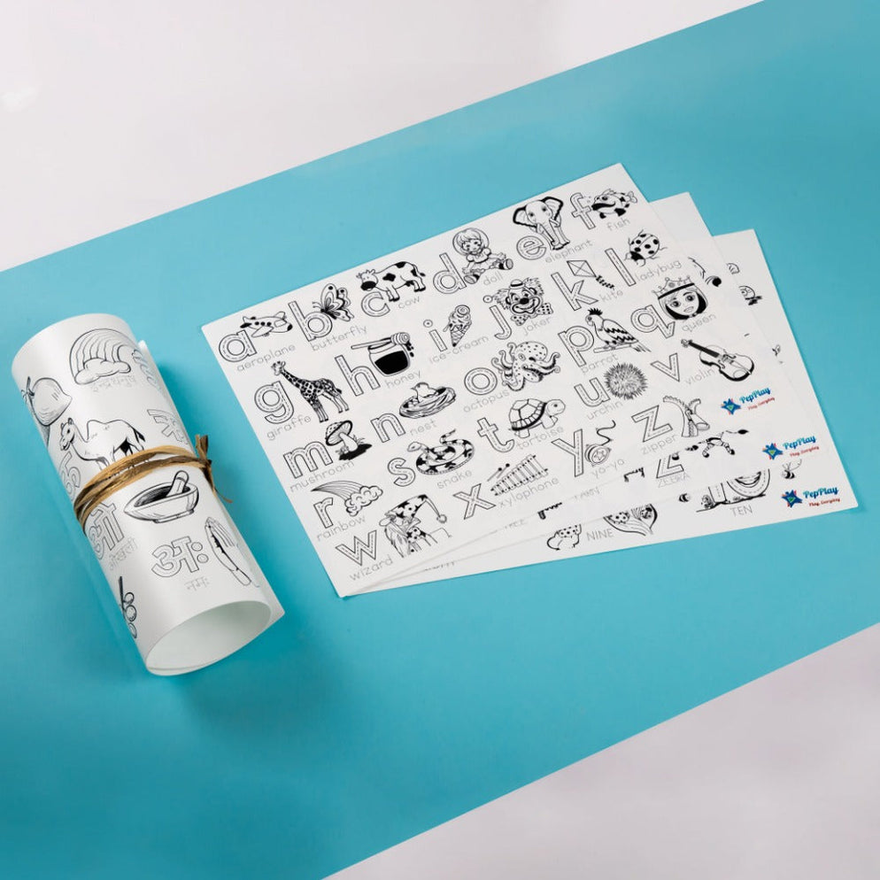 PepPlay Doodle Placemats Set– Find & Color Series (DIY Drawing Kit)