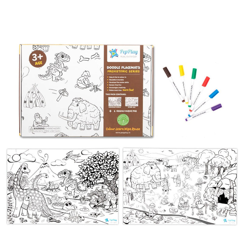 PepPlay Doodle Placemats Set Prehistoric Series