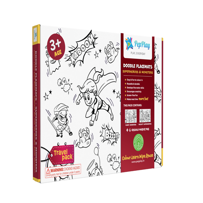 PepPlay Doodle Placemats Travel Set