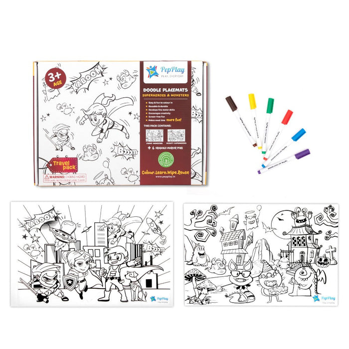PepPlay Doodle Placemats Travel Set-Arts & Crafts-PepPlay-Toycra
