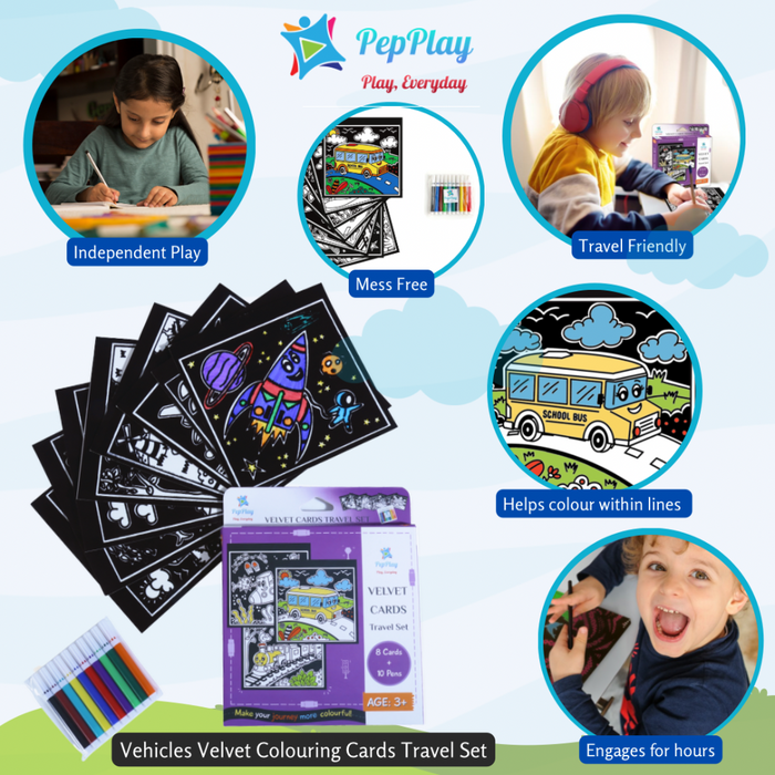 PepPlay Velvet Coloring Card Travel Set-Arts & Crafts-PepPlay-Toycra