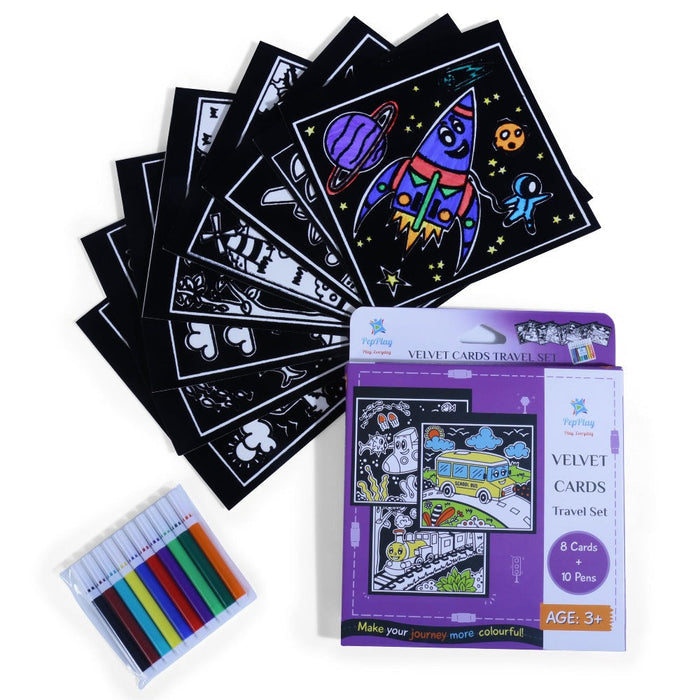 PepPlay Velvet Coloring Card Travel Set-Arts & Crafts-PepPlay-Toycra
