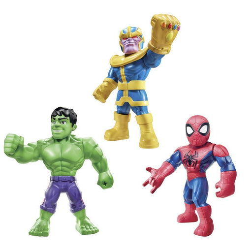 Playskool Heroes Marvel Super Hero Adventures Mega Mighties 10-Inch 3 Pack, Thanos, Spider-Man, Hulk-Action & Toy Figures-Marvel-Toycra
