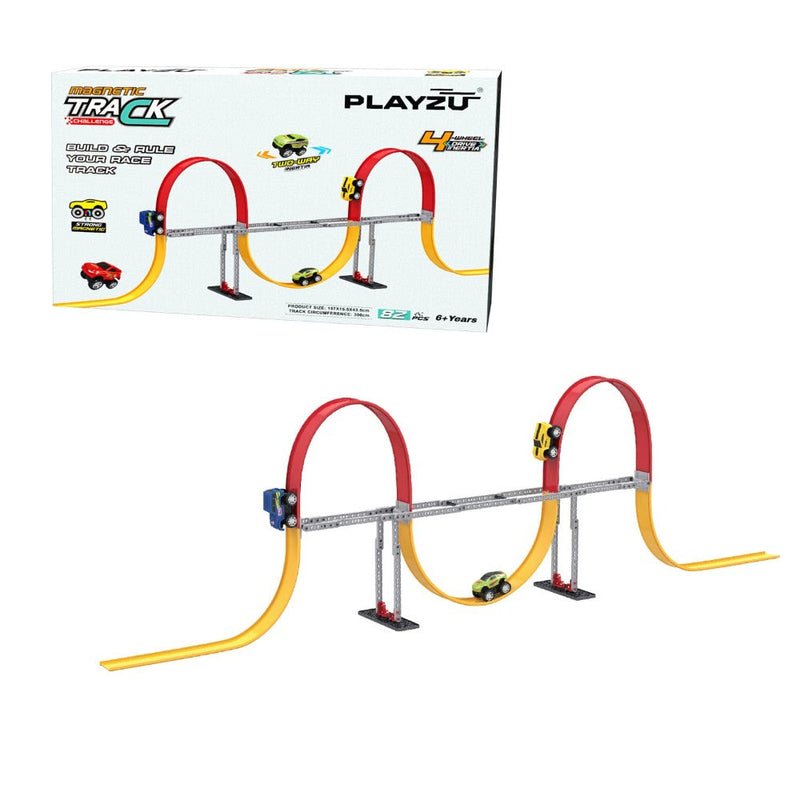 Playzu Magnetic Track Set - 2 Loops (82 Pcs)