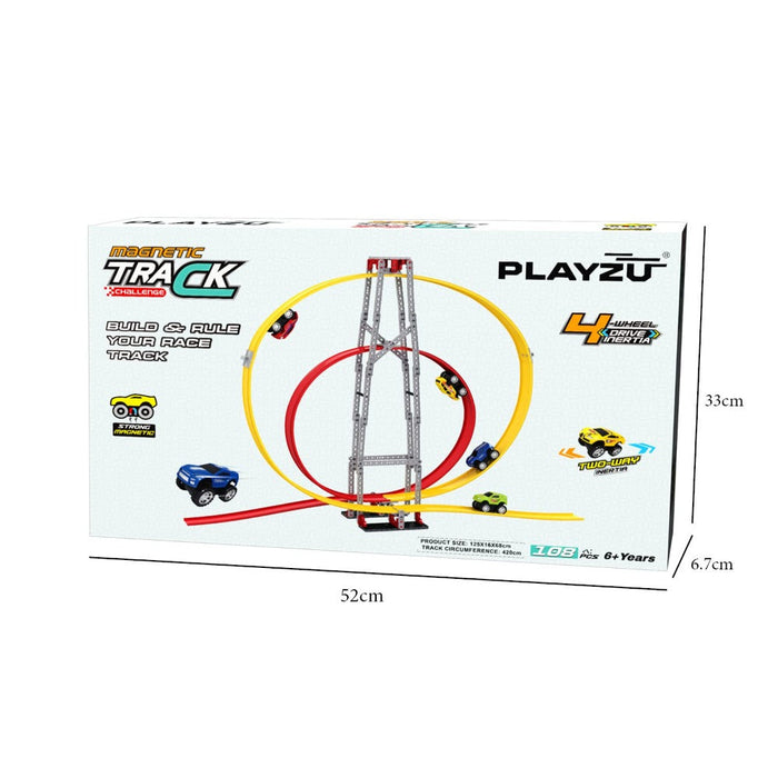 Playzu Magnetic Track Set - Circular (108 Pcs)-Vehicles-Playzu-Toycra