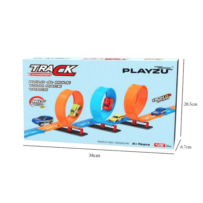 Playzu Pull Back Track Set - 3 (45 Pcs)-Vehicles-Playzu-Toycra