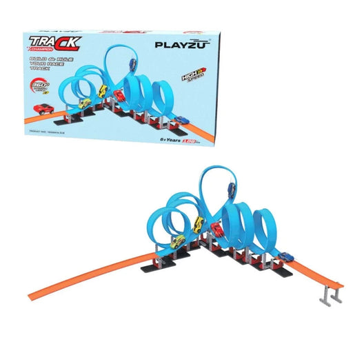 Playzu Pull Back Track Set -7 (108 Pcs)-Vehicles-Playzu-Toycra