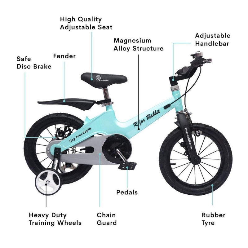 R for Rabbit Tiny Toes Rapid 16 Inch Bicycle - Lake Blue