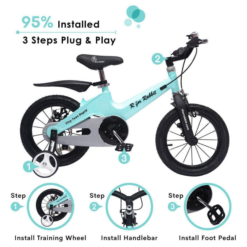 R for Rabbit Tiny Toes Rapid 16 Inch Bicycle - Lake Blue